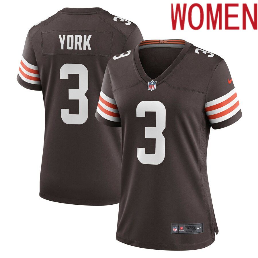Women Cleveland Browns 3 Cade York Nike Brown Game Player NFL Jersey